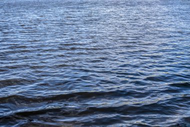 Arkaplan olarak büyük bir gölün mavi dalgaları.