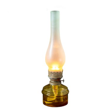 Beyaz arkaplanda eski gaz lambası.