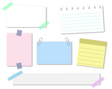 Kağıt paralar, çıkartmalar, yapışkan çarşaflar ve bant. Vektör düz resimleme