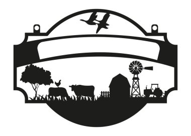farm ranch billboard entrance concept sign silhouette  illustration isolated on white background