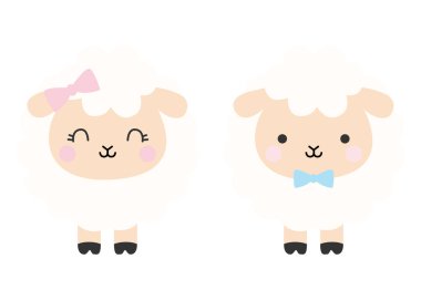 Çizgi film karakteri erkek ve kız konsepti karakterleri izole edilmiş çocukları beyaza çeker. 