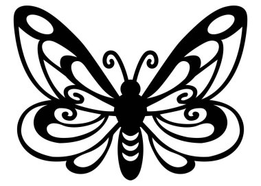 Kelebek çizgisi, basit çizim, beyaz arkaplanda izole edilmiş vektör çizimi