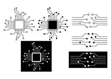 Vektör devre kartı. Teknoloji simgesi. çip elektronik minimalist tarzı. resimleme 