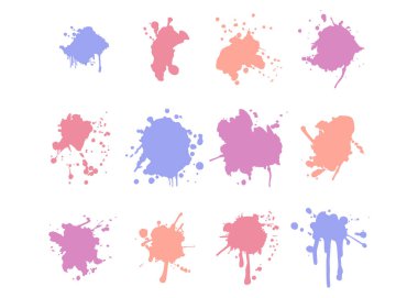 Vektör sıçrama fırçaları. Pastel renkler. doku şeffaf arkaplanda izole edildi