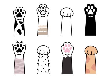 Vector cat paw collection. Stickers. Cat breed vector doodle illustration transparent background clipart