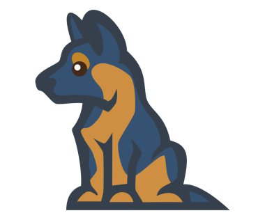 Alman çoban köpeği evcil hayvan karakteri çizgi filmi, evcil hayvan el çizimi vektör çizimi