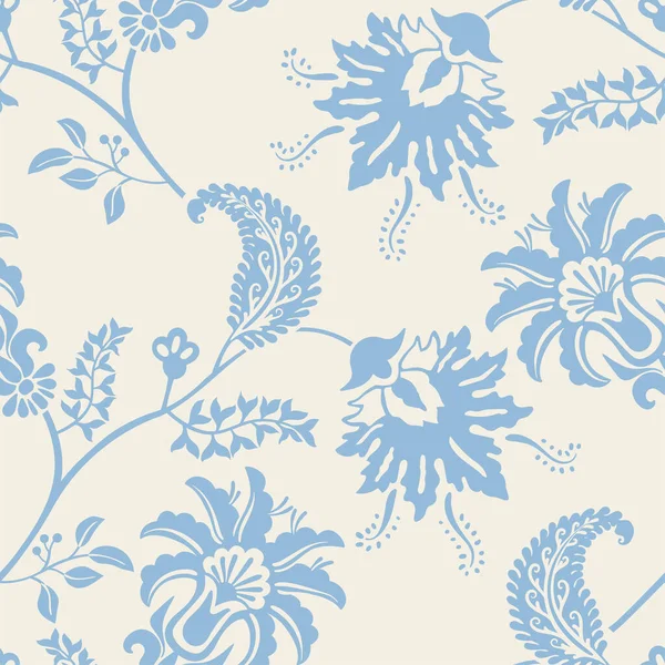 フローラルシームレスパターン 装飾的な花モノクロ色 美しいパターン 白い背景のスタイリッシュな植物 — ストックベクタ