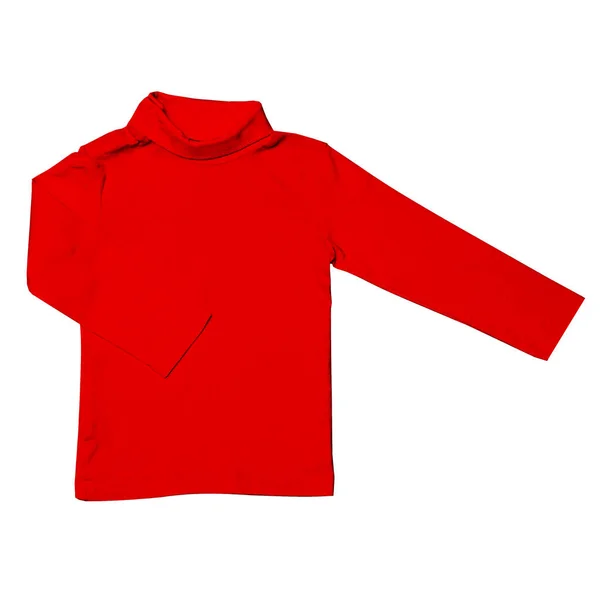 Modern Szépség Kisgyermek Longsleeve Tshirt Mockup Fusion Red Color Sablon — Stock Fotó