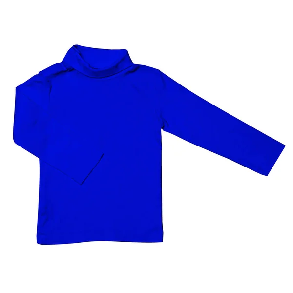 Ένα Σύγχρονο Παιδί Ομορφιά Longsleeve Tshirt Mockup Εκθαμβωτικό Μπλε Χρώμα — Φωτογραφία Αρχείου