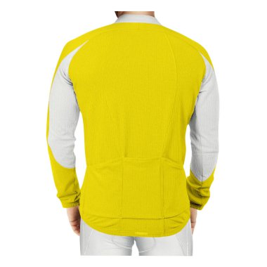 Yüksek çözünürlüklü Backview Muhteşem Adam Uzun kollu Jersey Parlak Sarı Renkli Mockup tasarım fikirlerinizi daha değerli ve güzel sunmanıza yardımcı olur.