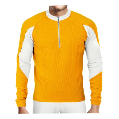 Use this Front View Awesome Man Longsleeve Jersey Mockup In Gold Fusion Color, to make your design is displayed as effectively and more beautiful