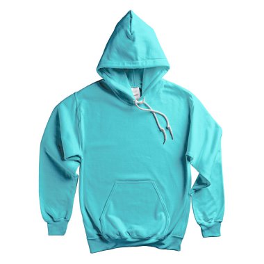 Paste your brand logo into this Popular Hoodie Mockup In Angel Blue Color and everything will look more real