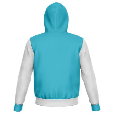 Make your design process quicker and more stunning with this Back View Stylish Sport Hoodie Mockup In Silverpine Cyan Color