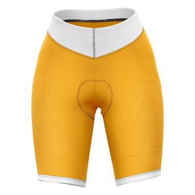 This Front View Awesome Lady Short Mockup In Gold Fusion Color, will help you to apply your logo or brand design more quickly