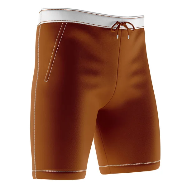 Eine Leere Seitenansicht Genial Mens Short Mockup Leather Brown Color — Stockfoto