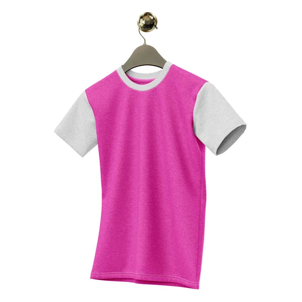 把你设计的美贴在这件华丽的T恤衫上 挂在玫瑰色的套头衫上 一切都会显得真实 — 图库照片