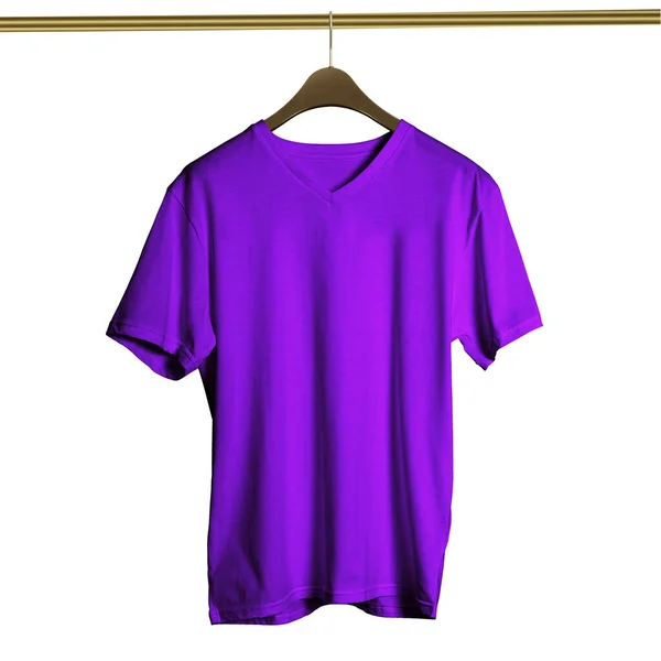 stock image This high resolution Luxurious V Neck T Shirt on Hanger Mockup in Purple Vanity Color will make your designing work as photo realistic result in mere minutes.