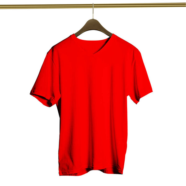 This high resolution Luxurious V Neck T Shirt on Hanger Mockup in Empire Red Color will make your designing work as photo realistic result in mere minutes.