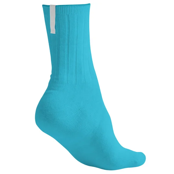 Back View Beauty Sock Mockup Silverpine Cyan Color Your Design — Stock Photo, Image