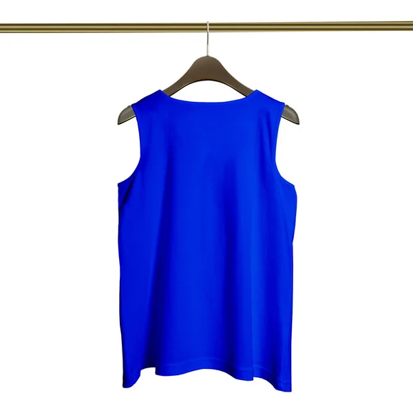 Stock image Make your stylish photos and never lost your customer with this Back View Luxurious Tank Top on Hanger Mockup in Vibrant Blue Color