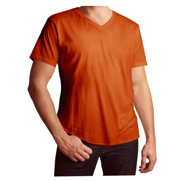 Pegue Logotipo Diseño Esta Maravillosa Camiseta Masculina Mockup Color Marrón — Foto de Stock