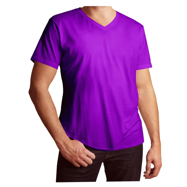 Stock image Paste your logo or design to this Wonderful Male T Shirt Mockup In Purple Vanity Color and everything looks beautiful.