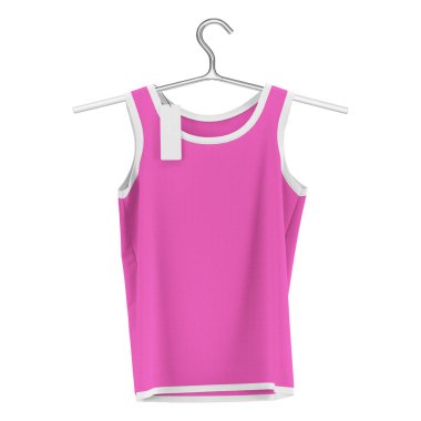 Tasarımınızı daha lüks hale getirin Bu harika Tank Top Mockup Askıda pembe pembe renkli askıda
