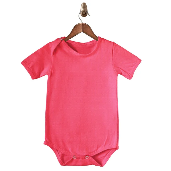 stock image  Show off your design ideas like a pro by using this Baby Bodysuit Mockup In Geranium Pink Color On Hanger.