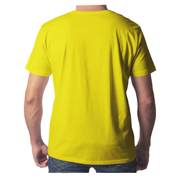 Back View Artistic Mens Tişörtünün Saf Güneş Işığı Rengi Modeli — Stok fotoğraf