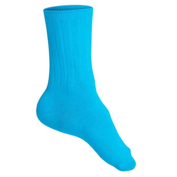 Vazio Sweet Sock Mockup Peacock Blue Color Para Ajudar Seu — Fotografia de Stock