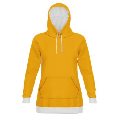 Çizimlerinizi profesyonel bir grafik tasarımcısı olarak sergilemek için Önden Boş bir Görünüm Güzellik Kadınları Kapüşonlu Turuncu Renkli Moda