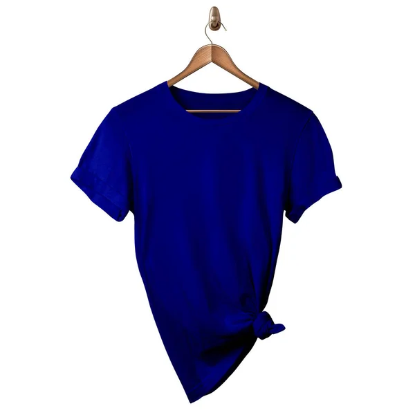 Blank Klasyczna Koszulka Kid Mockup Blue Storm Color Hanger Aby — Zdjęcie stockowe