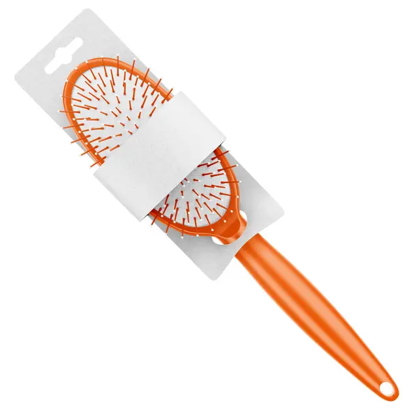 Make Your Fantastic Design Logo Artistic Realistic Hairbrush Mockup Orange — Stock Photo, Image
