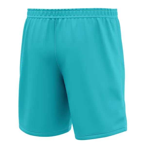 Back Side View Popular Soccer Shorts Mockup Blue Curacao Color — Stock Photo, Image
