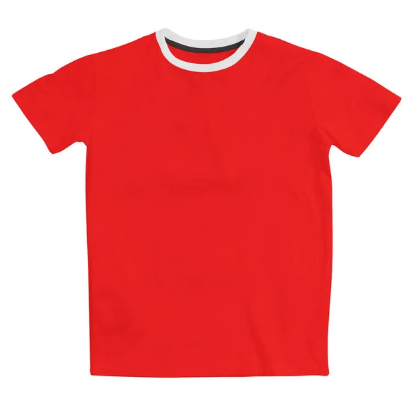 这个帝国红色的前景完美T恤衫模型很容易使用 只要添加你的图表就可以了 — 图库照片