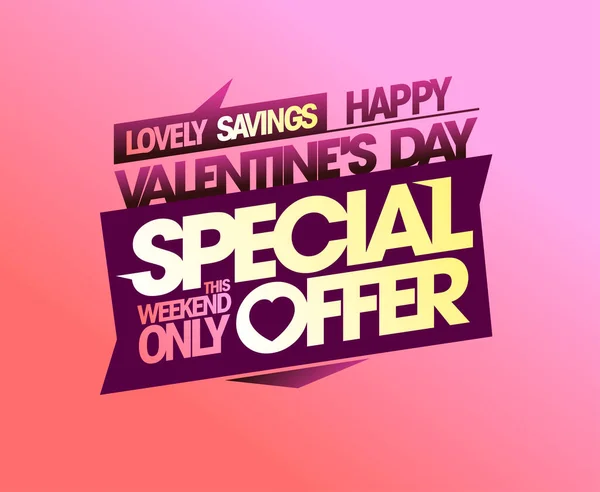 Valentine Day Special Offer Weekend Only Vector Web Banner Mockup — Stock Vector
