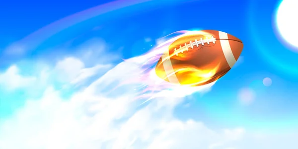 Ballon Rugby Classique Cuir Voler Dans Ciel Comme Une Fusée — Image vectorielle
