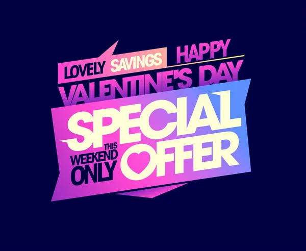 Valentine Day Special Offer Vector Holiday Discounts Banner — Stock Vector
