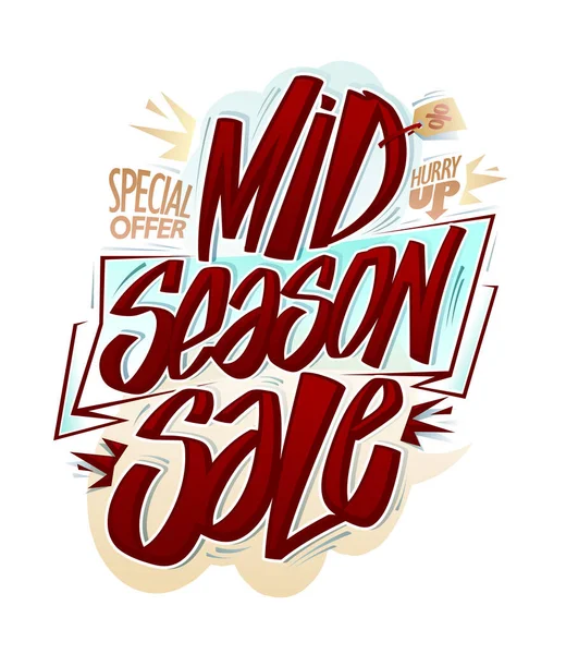 Mid Season Sale Special Offer Vector Letlettering Flyer Design Template — 스톡 벡터
