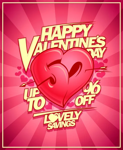 Cartel Venta Del Día San Valentín Ahorros Encantadores Hasta Por — Vector de stock