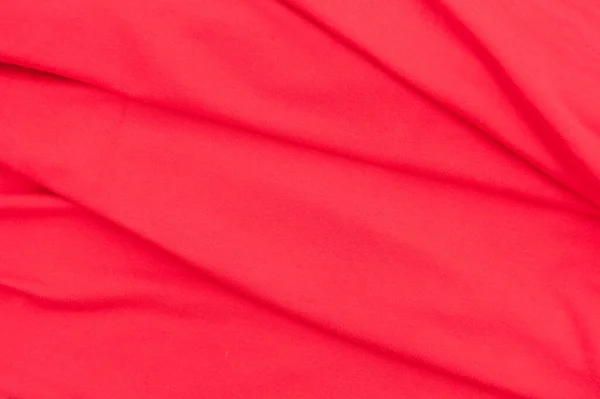Tissu Coton Stretch Rouge Fermer Fond Textile Avec Des Plis — Photo