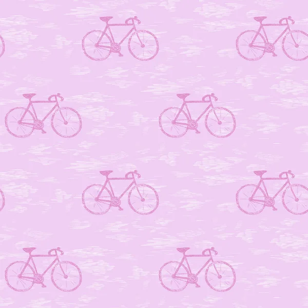 Graphic Seamless Vector Pink Pattern Bicycles — Stock Vector