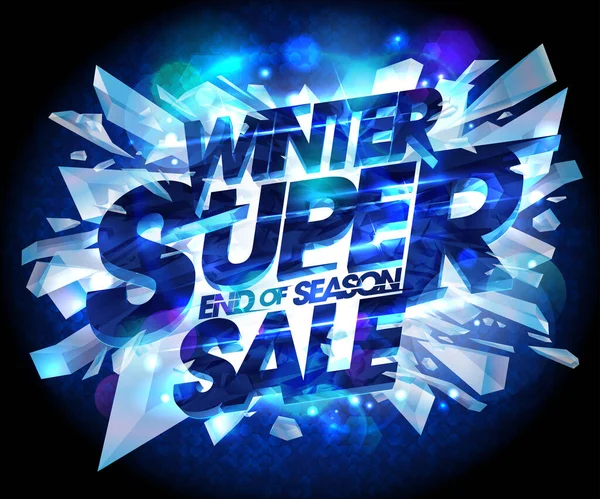 Winter Super Sale Ende Der Saison Vektor Web Banner Oder — Stockvektor