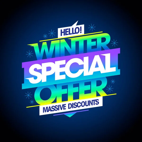 Winter Special Offer Massive Discounts Sale Vector Banner Template — Stock Vector