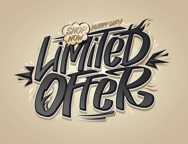 Limited Offer Web Banner Mockup Hand Drawn Lettering Vector Sale — Stock Vector