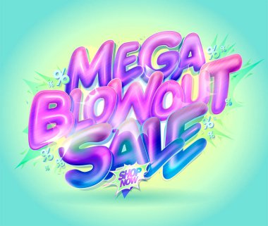 Mega patlama satışı web sayfası afişi veya 3B parlak harfli poster modeliName