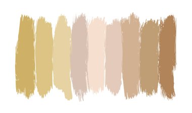 Set of beige brush strokes, vector elements and hand drawn beige strokes isolated, foundation or BB cream strokes imitation