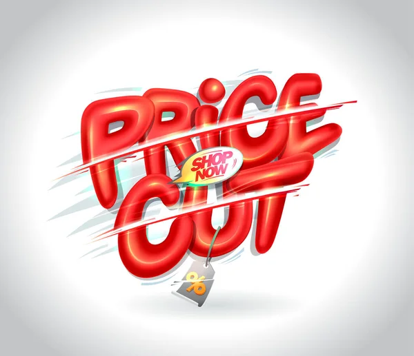 Price Cut Vector Sale Banner Template Shiny Cutted Lettering — Stock Vector