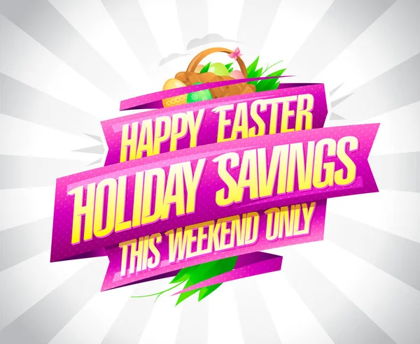 Happy Easter Holiday Savings Easter Sale Vector Banner Template Pink — Vector de stock
