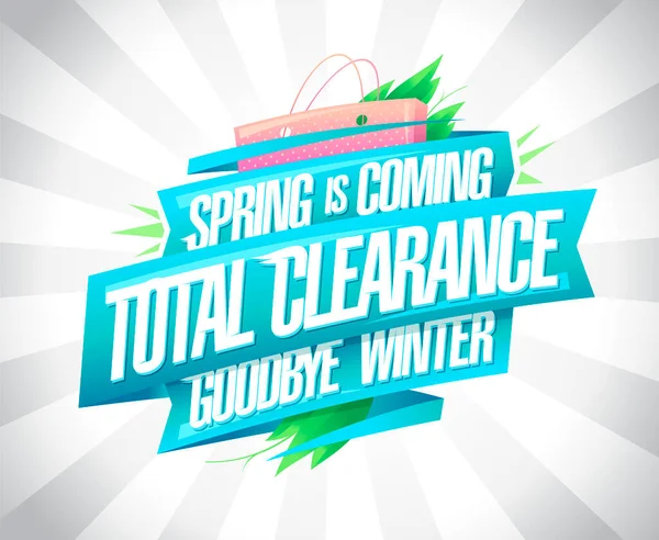 Spring Coming Total Clearance Good Bye Winter Vector Clearance Advertising — Vetor de Stock